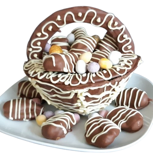 [23PAN] Panier en chocolat au lait rempli d'oeufs en chocolat